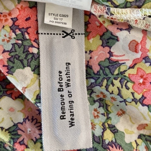 J. Crew Liberty Print Floral Ruffle Blouse Sleeveless Tie Split Neck Thorpe - Picture 13 of 16